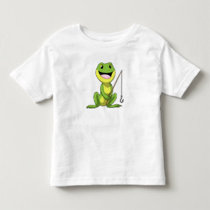 Camiseta Infantil Sapo na pesca com cana de pesca