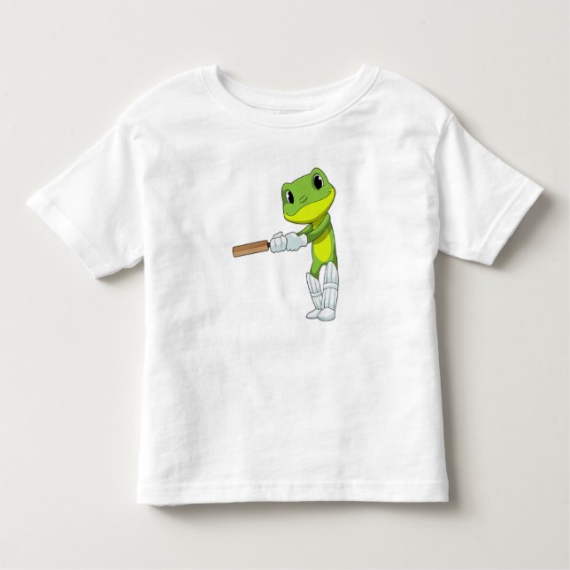 Camiseta Infantil Sapo no Cricket com morcego de Cricket (Frente)
