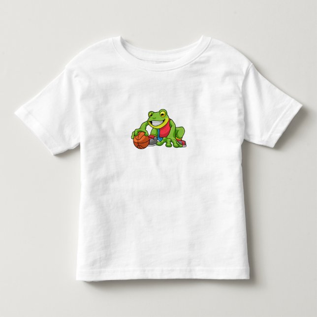 Camiseta Infantil Sapo nos Esportes com Basquetebol (Frente)