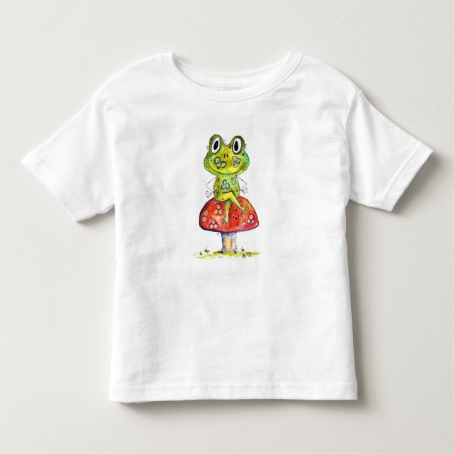 Camiseta Infantil Sapo Verde Brilhante em Toadstool (Frente)