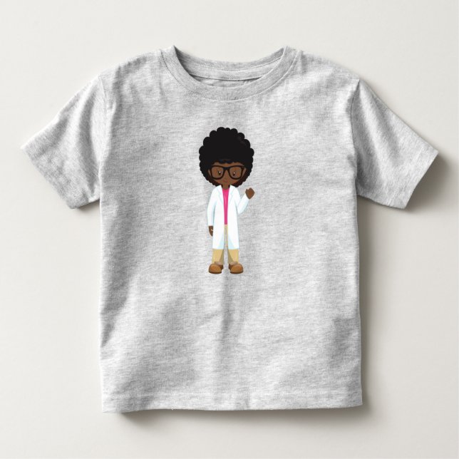 Camiseta Infantil Science Girl, African American Girl, Scientist (Frente)