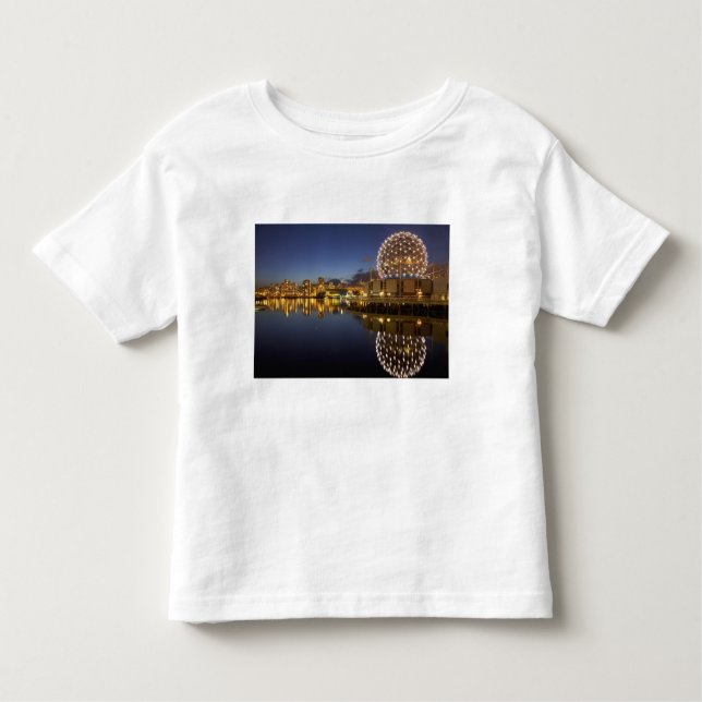 Camiseta Infantil Science World e CBD refletidos em False Creek, (Frente)