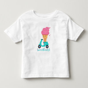 Camiseta Infantil Scooter de Sorvete Rosa Divertido Verão Legal Quer