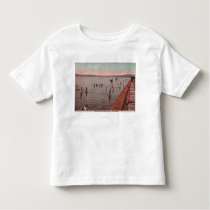 Camiseta Infantil Seattle ocidental, WA - banhando-se na praia de