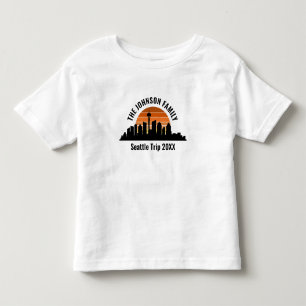 Camiseta Infantil Seattle Skyline Sunset Férias Personalizadas