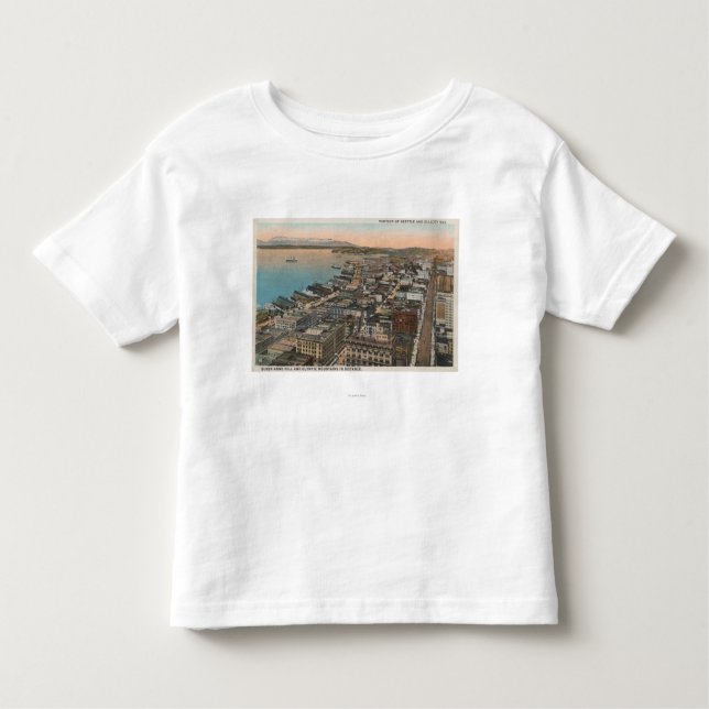 Camiseta Infantil Seattle, WAAerial de Seattle do centro & baía (Frente)