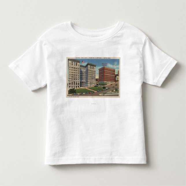 Camiseta Infantil Seattle, WAHotel Holland & Bldgs municipais (Frente)