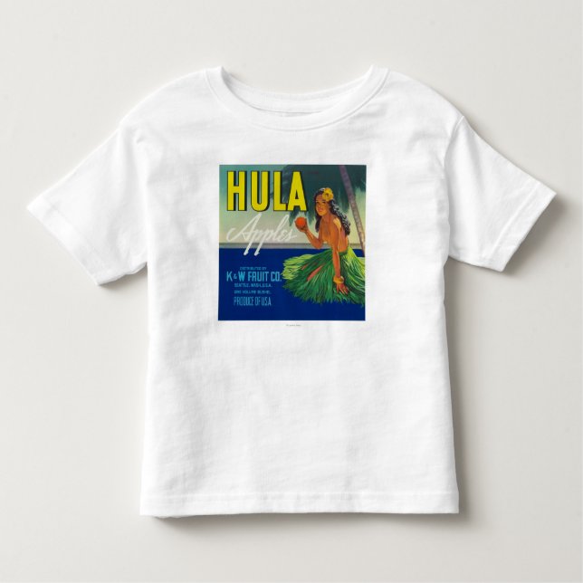 Camiseta Infantil Seattle, WashingtonHula Apple etiqueta (Frente)