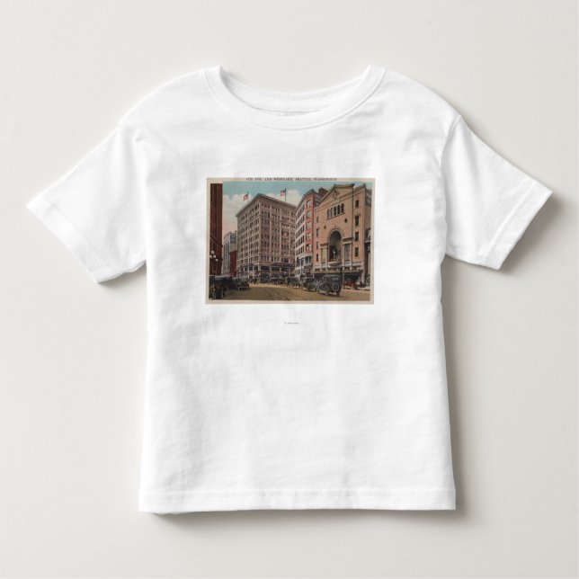 Camiseta Infantil Seattle, WAView da 4o avenida & Westlake (Frente)