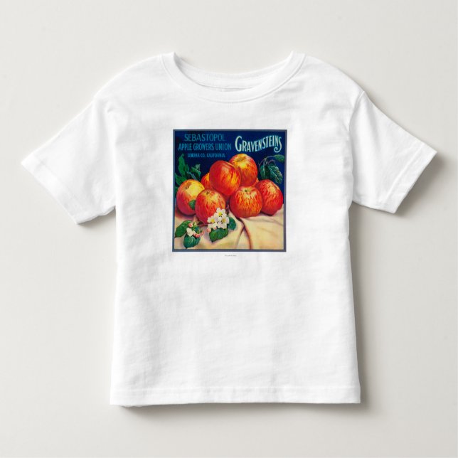 Camiseta Infantil Sebastopol Gravensteins Apple LabelSonoma, CA (Frente)