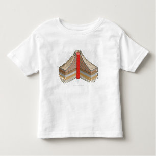 Camiseta Infantil Secção transversal de um vulcão da cinza-cinza