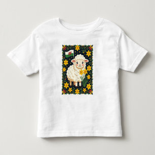 Camiseta Infantil Seguidor do País de Gales Cordeiro Fofo Rodeado po
