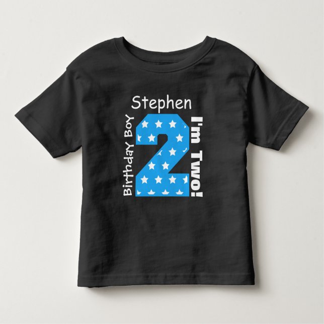 Camiseta Infantil segundo aniversário Boy STARS Nome Personalizado V (Frente)