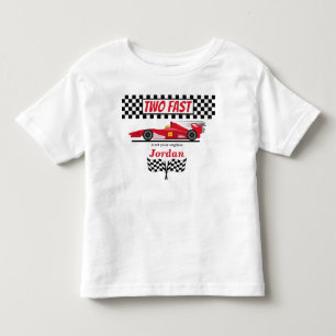 Camiseta Infantil Segundo Aniversário Carro de Corrida Vermelho Rápi