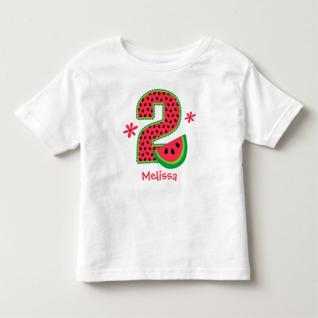 Camiseta Infantil Segundo aniversário da melancia (Frente)