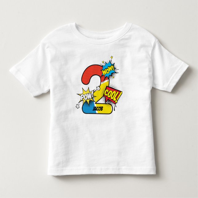 Camiseta Infantil Segundo aniversário da revista em quadrinhos super (Frente)