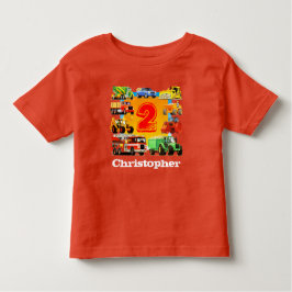 Camiseta Infantil Segundo aniversário de Caminhão de Construção de N