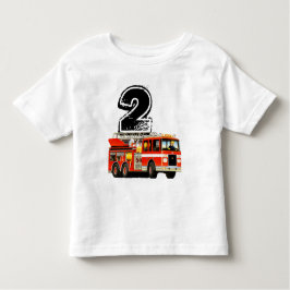 Camiseta Infantil Segundo aniversário de Caminhão de Fogo Vermelho