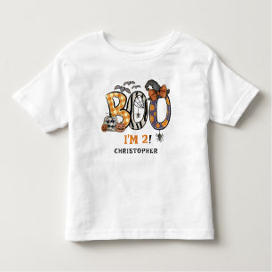 Camiseta Infantil Segundo aniversário de Halloween do Pequeno Boo Pe