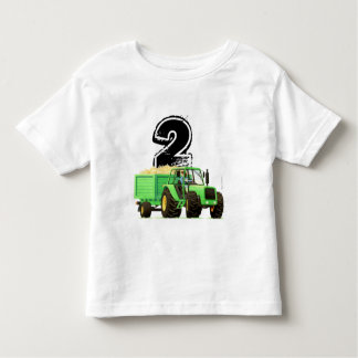 Camiseta Infantil Segundo aniversário de Trator Verde Personalizado 