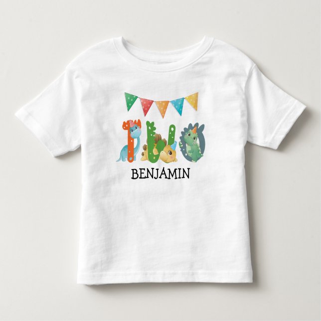 Camiseta Infantil Segundo Aniversário Dinossauro Bebê (Frente)