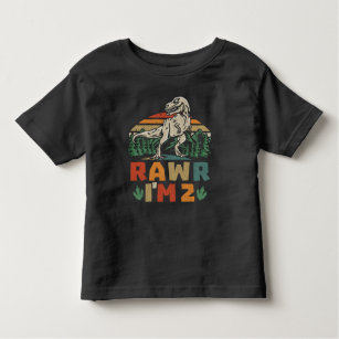 Camiseta Infantil segundo aniversário Dinossauro T Rex Rawr Eu sou 2