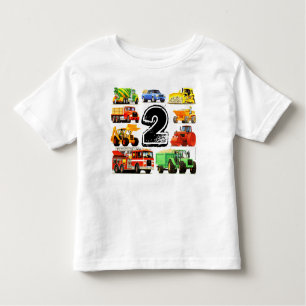 Camiseta Infantil Segundo aniversário do caminhão da construção do