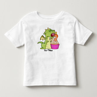 Camiseta Infantil Segundo aniversário do cupcake do dragão