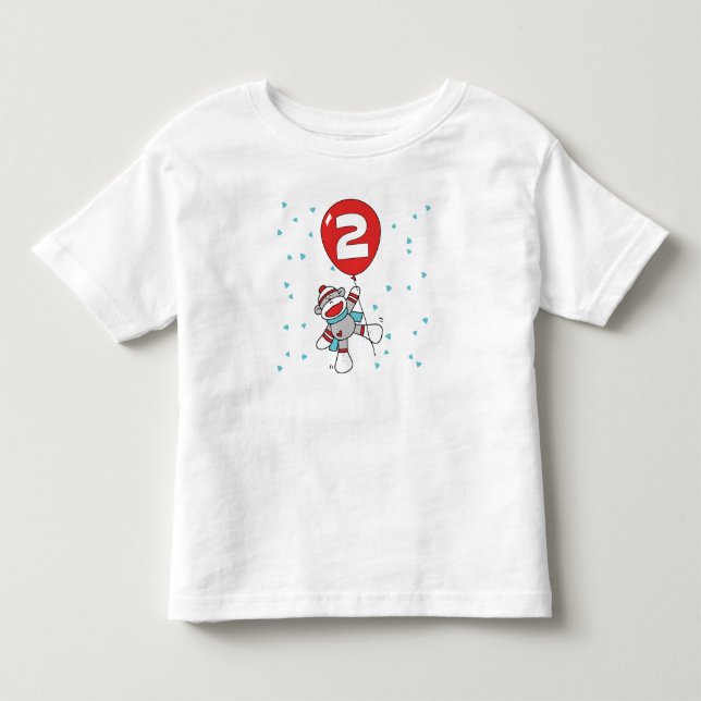 Camiseta Infantil Segundo aniversário do Macaco Sock (Frente)