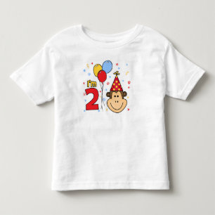 Camiseta Infantil Segundo aniversário do rosto macaco