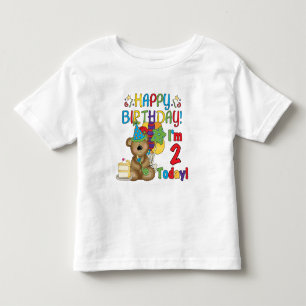 Camiseta Infantil Segundo aniversário do urso de ursinho do feliz