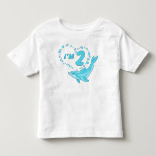 Camiseta Infantil Segundo aniversário Dolphin Heart