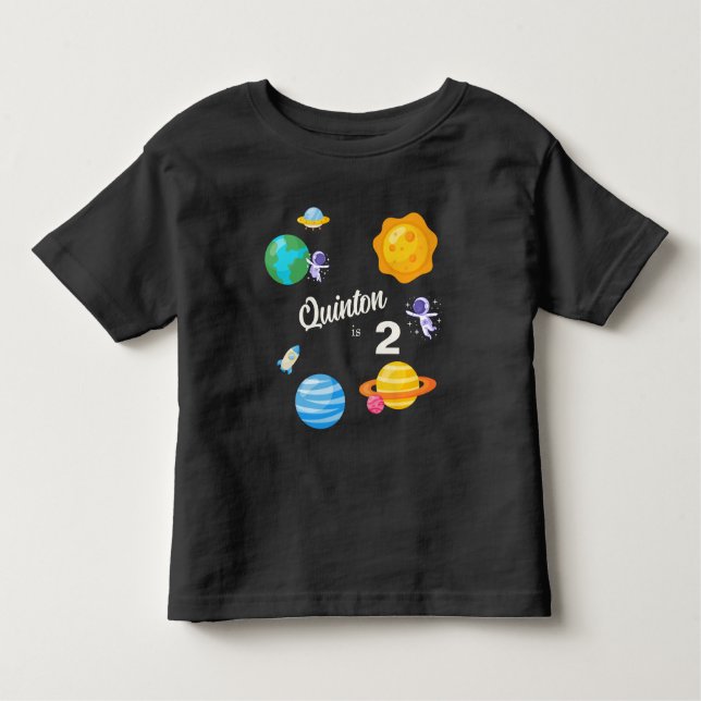 Camiseta Infantil Segundo aniversário dos Planetas Astronautas (Frente)