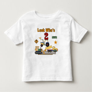 Camiseta Infantil Segundo aniversário dos veículos da construção
