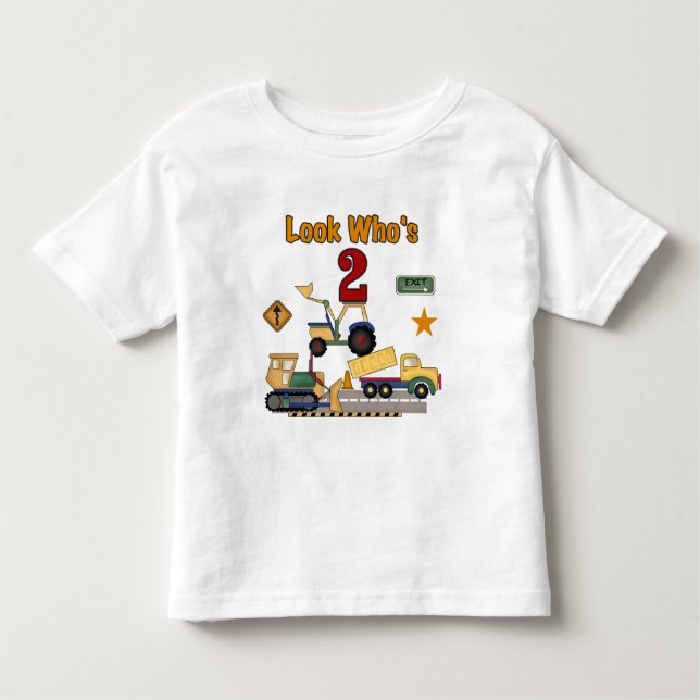 Camiseta Infantil Segundo aniversário dos veículos da construção (Frente)