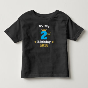Camiseta Infantil Segundo aniversário Dourado e Estrelas em Cubra Pe