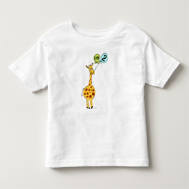 Camiseta Infantil segundo aniversário Girafa com Balões (Frente)