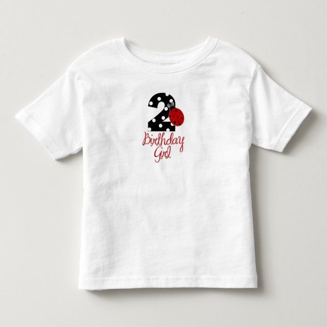 Camiseta Infantil segundo aniversário - Ladybug - 2 Lady Bug (Frente)
