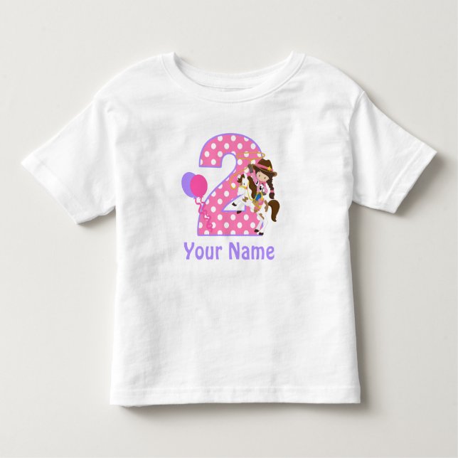Camiseta Infantil segundo aniversário Moça-Vaca Personalizada (Frente)