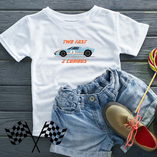 Camiseta Infantil Segundo aniversário Moderno de Dois Carro Race Ráp (tshirt)