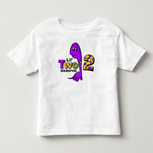 Camiseta Infantil Segundo aniversário roxo do dinossauro