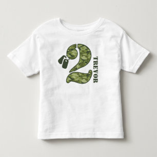 Camiseta Infantil Segundo aniversário verde de Camo