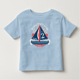 Camiseta Infantil Segundo aniversário vermelho branco azul-marinho