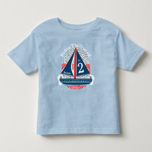 Camiseta Infantil Segundo aniversário vermelho branco azul-marinho