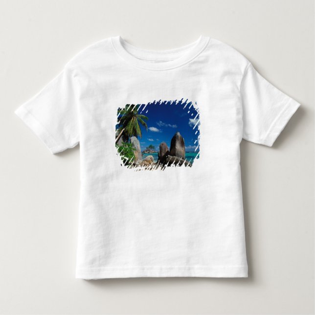Camiseta Infantil Seicheles, Ilha Mahe, Praia de Anse Royale. (Frente)