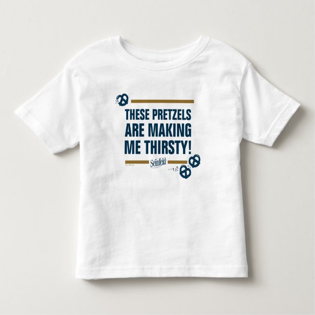 Camiseta Infantil Seinfeld | Gráfico de Tipografia "Estes Pretzels" (Frente)