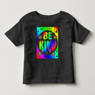 CAMISETA INFANTIL SEJA GENTIL BORBOLETAS COLORIDAS ARCO-ÍRIS