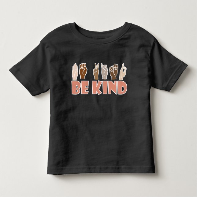 Camiseta Infantil Seja gentil com a linguagem de sinais ASL american (Frente)