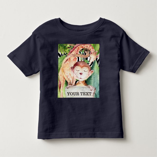 Camiseta Infantil Selgle Safari Animal Giraffe Macaco Personalizado (Frente)