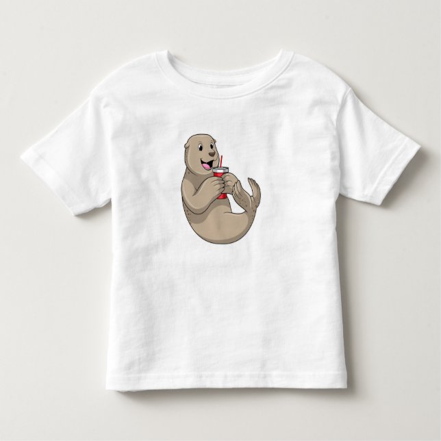 Camiseta Infantil Selo com Mug com Palha (Frente)